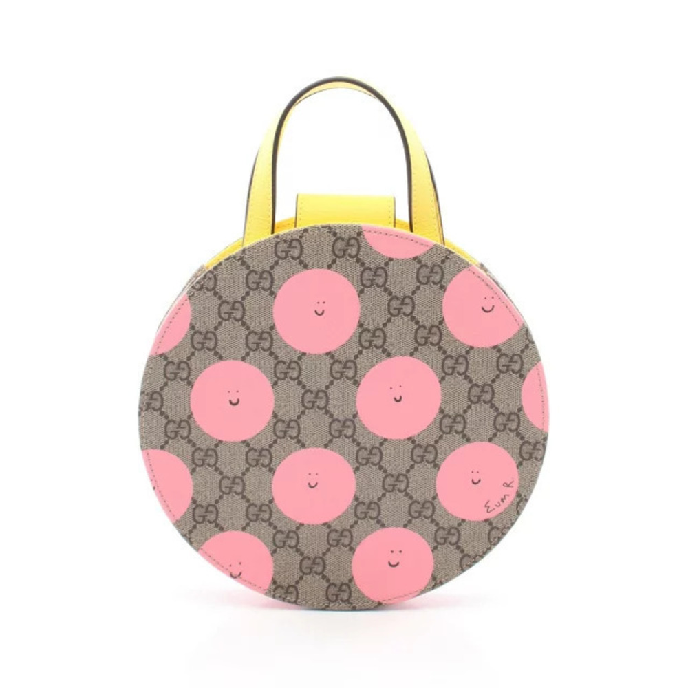 Gucci GG Supreme Handbag Canvas Beige Cream Pink Yellow